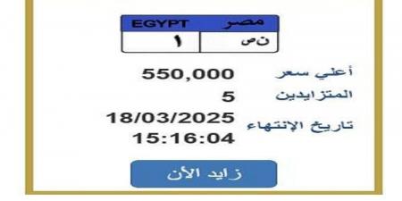 رقمها «ن ص 1».. التزايد على لوحة سيارة مميزة ينتهي غدًا - شبكة أطلس سبورت